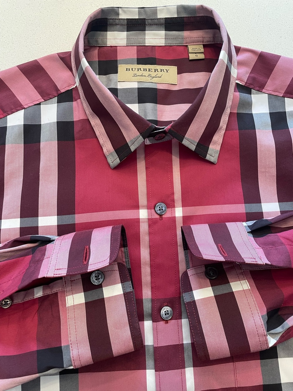 Burberry - cotton blend checkered dress shirt Size Large